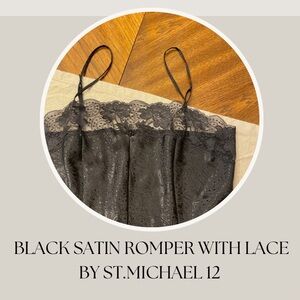 BLACK SATIN ROMPER WITH LACE BY ST.MICHAEL 12